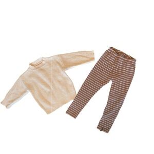 Deux par Deux Cream Sweater & Striped Pants Size 2T